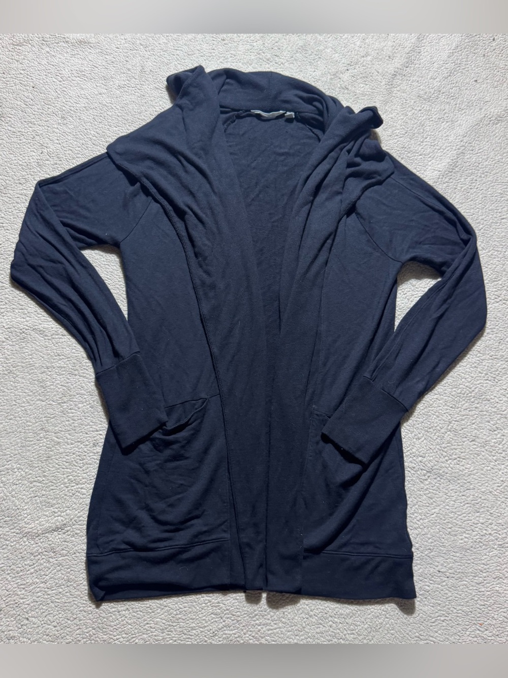 Athleta Cardigan Womens XS Black Long Sleeve Open Front Wrap Tunic Knit Modal